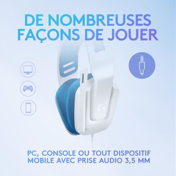 GAMING Hörlurar - Lätta - LOGITECH G - G335 WIRED - VIT - Discord Certified