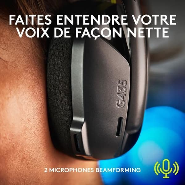Gaming Headset - Trådlöst - Logitech G - G435 Lightspeed - Med Mikrofon - Svart