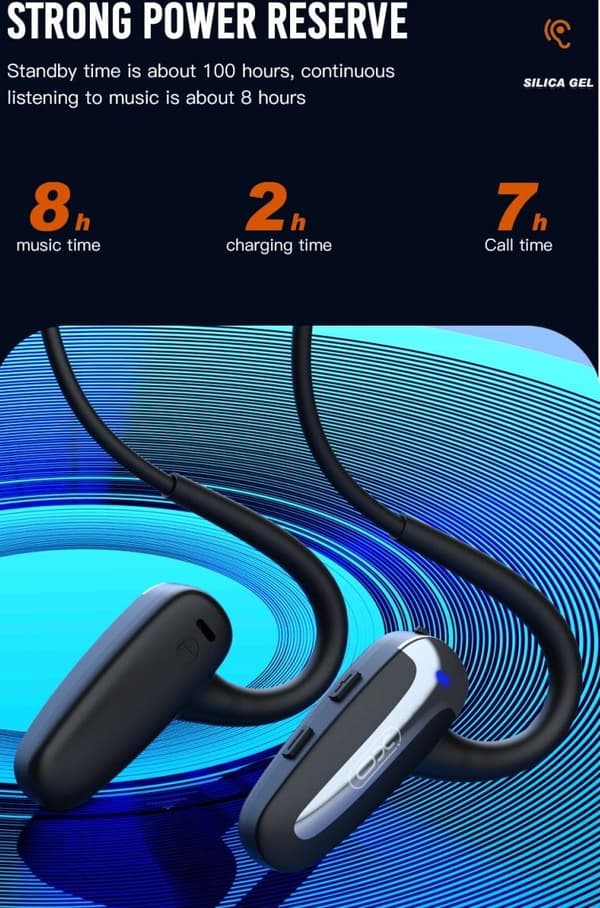 Bluetooth Bone Conduction Sports Trådlös Handsfree hörlurar Svart