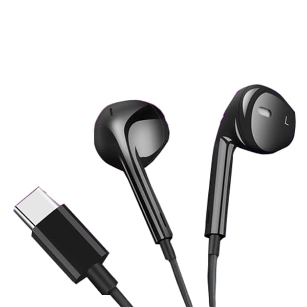 Slittåliga Type-C In-Ear Hörlurar Svart