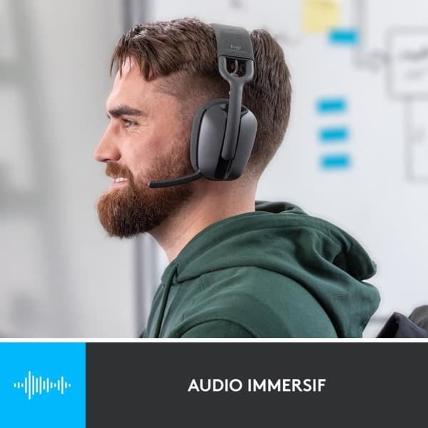 Logitech - Lätt trådlös lyssnande hjälm med bakgrund Micro Anti -Noise - Vibe 100 - Grafitzon