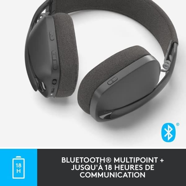Logitech - Lätt trådlös lyssnande hjälm med bakgrund Micro Anti -Noise - Vibe 100 - Grafitzon