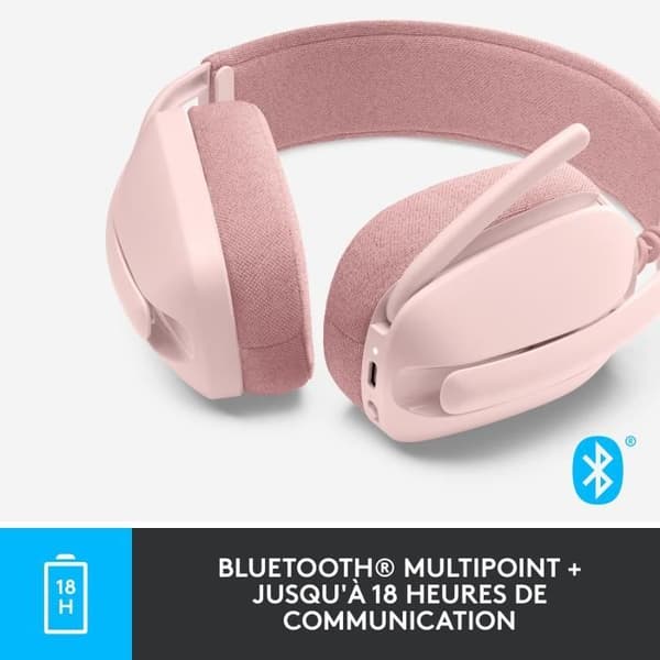 Logitech - Lätt trådlös lyssnande hjälm med bakgrund Micro Anti -Noise - Vibe 100 - Rose Zone