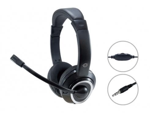 Conceptronic POLONA02B - Headset - on-ear - kablet - 3,5 mm stik - sort (POLONA02B)