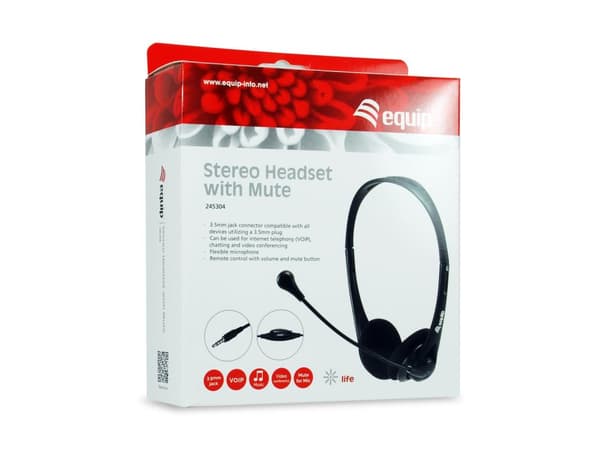 Udstyr Headset Jack 245304 Stereo headset med mute/1,8m kabel/sort