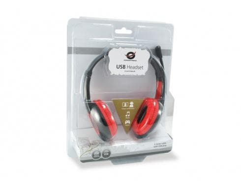 Conceptronic CCHATSTARU2R Hörlurar/headset Huvudband USB Typ-A Röd