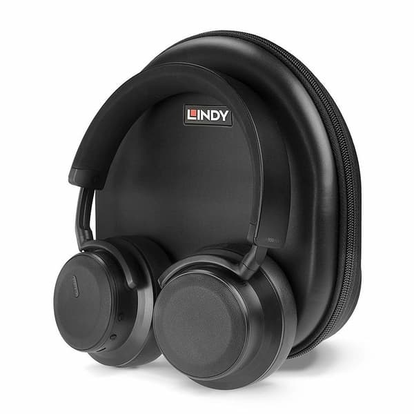 Lindy LH900XW - Hovedtelefoner med mikrofon - circumaural - Bluetooth - trådløs - aktiv støjreducerende - 3,5 mm stik - sort