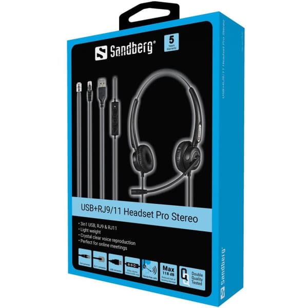 Sandberg 126-30 Hörlurar/Headset Trådbundet Pannband Office/Call Center USB Typ-A Svart