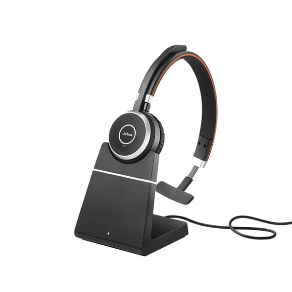 GN Jabra Jabra Evolve 65 SE MS Mono - Headset - on-ear - Bluetooth - trådlöst - USB - med laddningsstation - Certifierad för Microsoft Teams (6593-833