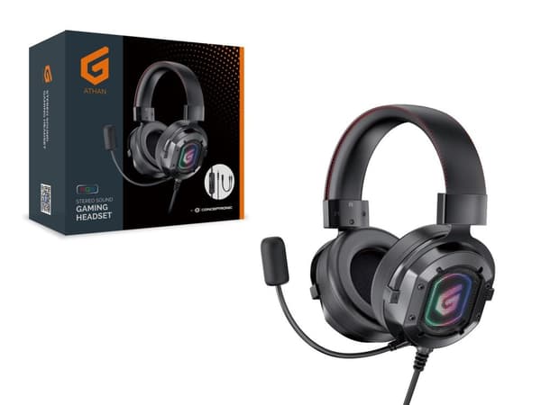 Conceptronic ATHAN03B - Headset - circumaural - kablet - 3,5 mm stik - sort (ATHAN03B)