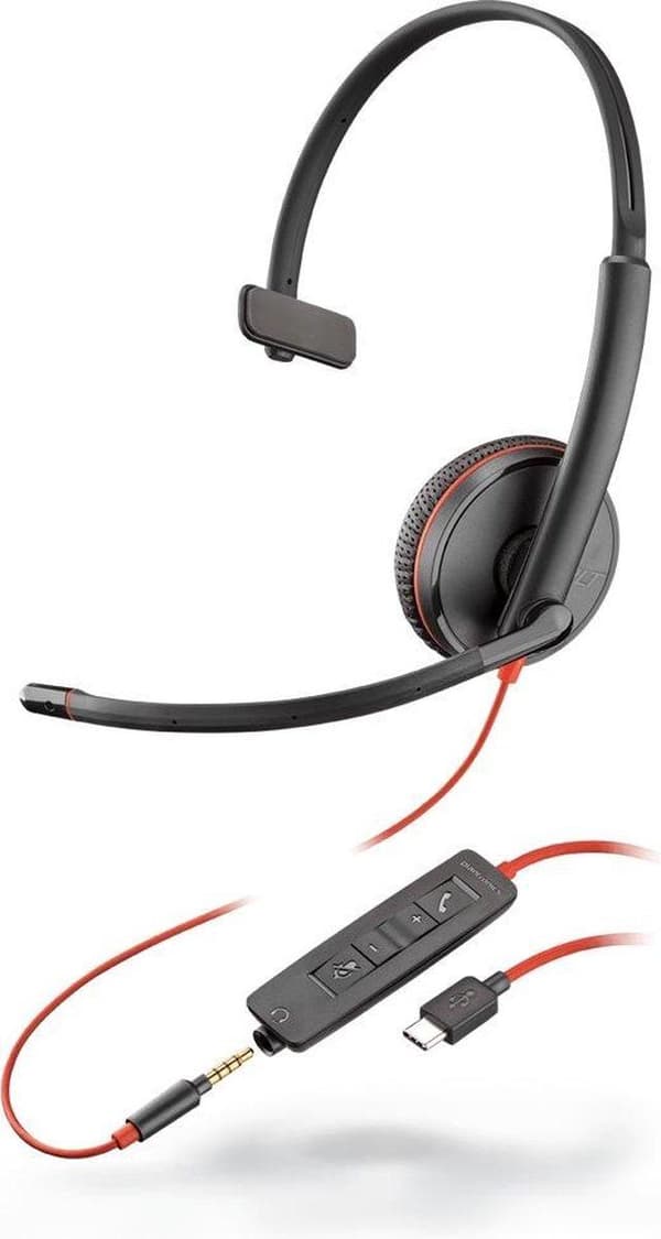 POLY Blackwire C3215 Headset Hovedbøjle 3,5 mm stik USB Type-C Sort