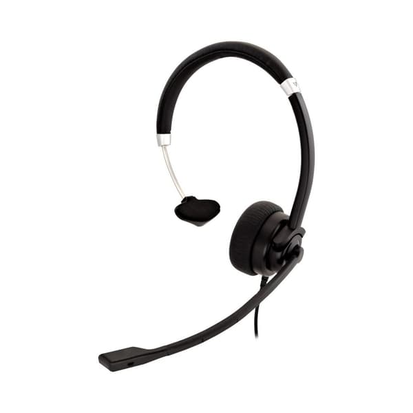 Deluxe Mono Headset Boom Mic Justerbar hovedbøjle til PC Mac Bærbar computer Chromebook Sort 3,5 mm stik
