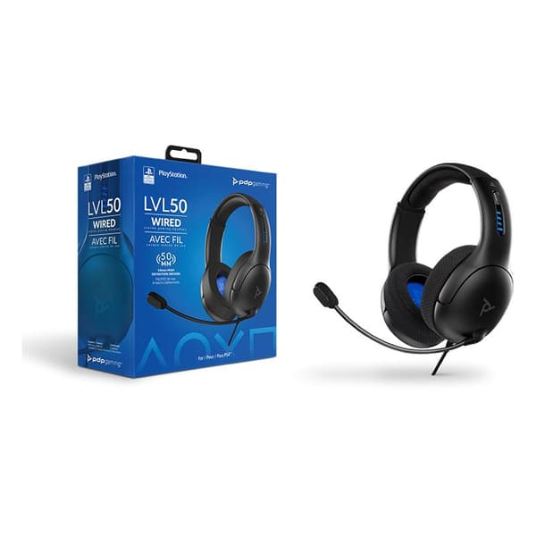 PDP Gaming LVL50 -stereopelikuulokkeet - PS4 & PS5 - Virallinen lisensoitu - Musta