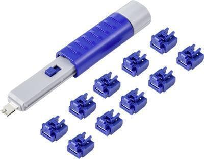 Renkforce RJ45 LAN portlås RF-4695234 sæt med 10 stk sølv-blå inkl. 1 nøgle RF-4695234 (RF-4695234)