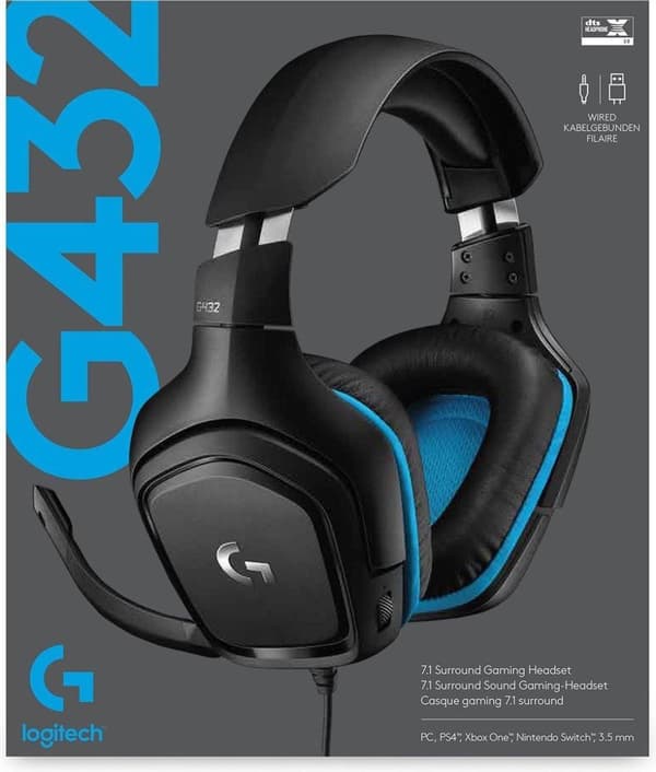 Logitech G432 - Spelheadset - Svart & Blå - PC
