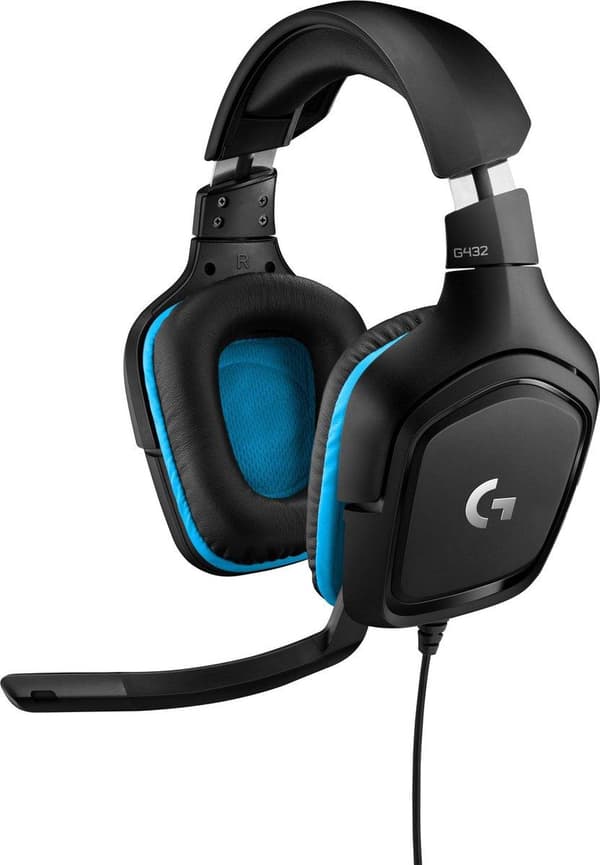 Logitech G432 - Spelheadset - Svart & Blå - PC