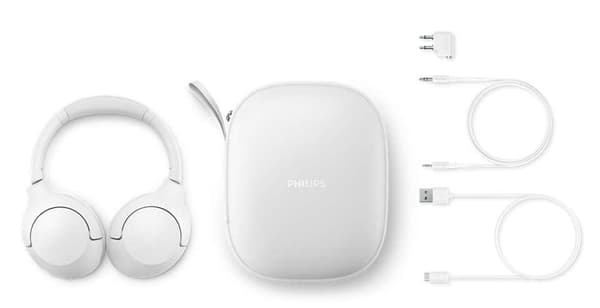 Philips TAH8506 - Hörlurar med mikrofon - cirkumaural - Bluetooth - trådlös, trådbunden - aktiv brusreducering - 2,5 mm kontakt - vit