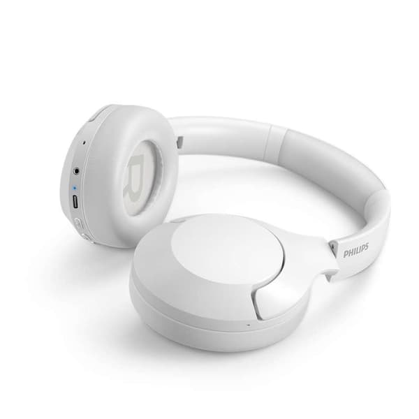 Philips TAH8506 - Hörlurar med mikrofon - cirkumaural - Bluetooth - trådlös, trådbunden - aktiv brusreducering - 2,5 mm kontakt - vit