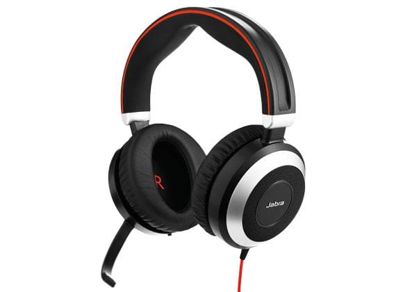 Jabra Evolve 80 Stereo Headset Kablet Pandebånd Kontor/Call Center Sort, Rød, Sølv