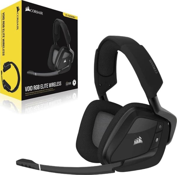 Corsair Void RGB Elite Wireless 7.1 Virtual Surround Sound Gaming Headset - Svart - PC