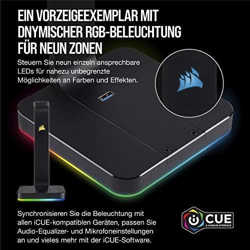 Corsair Gaming ST100 RGB Premium kuulokejalusta - Äänikortti - 16-bittinen - 48 kHz - Stereo - USB 3.1 Gen 1