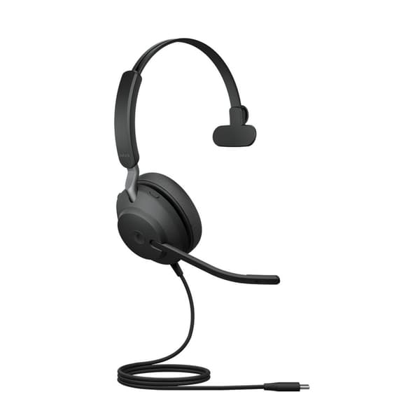 Jabra Evolve2 40, MS Mono Headset Trådbundet pannband Office/Call Center USB Type-C Svart