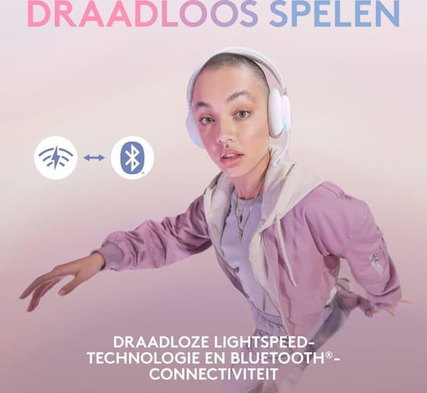 Logitech G735 Aurora - Trådlöst spelheadset - Bluetooth - Vit