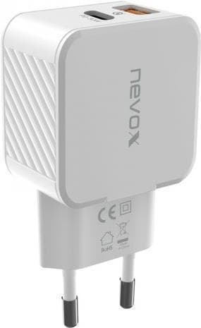 Nevox USB PD Type C + QC3.0 Oplader 30Watt, Hvid Hvid