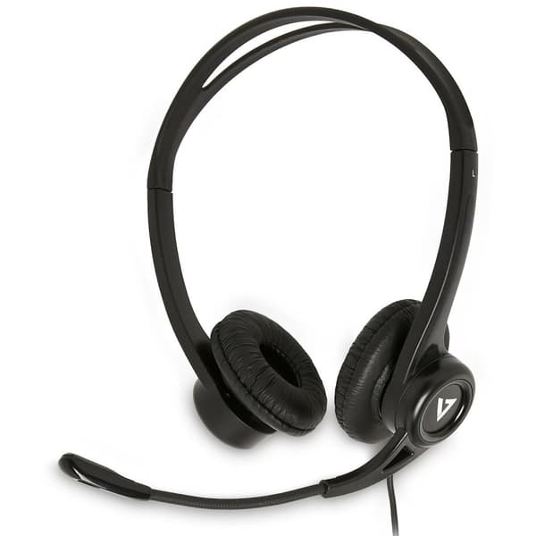 V7 Essentials - headset - on-ear - kablet - USB - sort