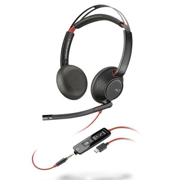 Poly Blackwire C5220T - 5200 Series - Headset - on-ear - kablet - 3,5 mm jackstik, USB-C