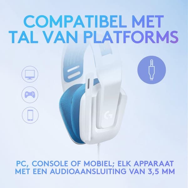Logitech G335 - Langalliset pelikuulokkeet - PC, Playstation, Xbox, Switch - valkoinen