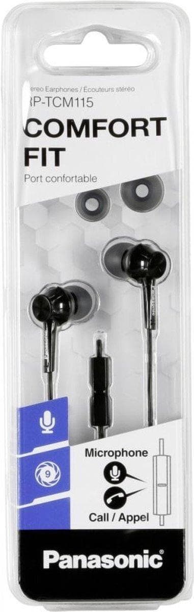 Panasonic RP-TCM115E-K In-Ear-Hörlurar, svarta