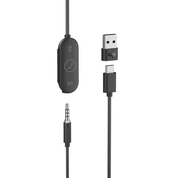 Logitech Zone Wired Earbuds - kuulokkeet - in-ear - langallinen - 3,5 mm pistoke - meluneristys - grafiitti - optimoitu UC