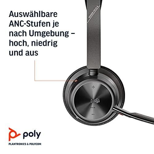 Poly Voyager Focus 2 UC - Headset - on-ear - Bluetooth - trådlös, trådbunden - aktiv brusreducering - adapter USB-C via Bluetooth - med laddningsstati