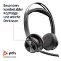 Miniatyrbild 6 av 6: Poly Voyager Focus 2 UC - Headset - on-ear - Bluetooth - trådlös, trådbunden - aktiv brusreducering - adapter USB-C via Bluetooth - med laddningsstati