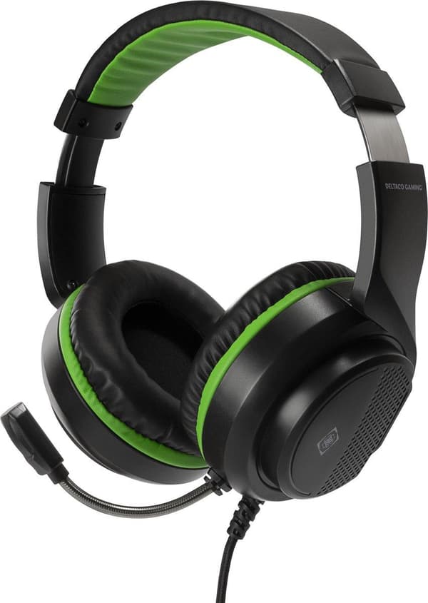Deltaco Gaming Stereo Gaming Headset til Xbox Series S/X, 1x 3,5 mm stik - sort/grøn
