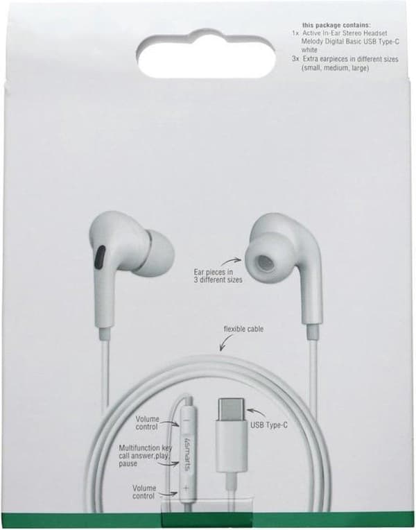 4Smarts Melody Digital Basic -kuuloke USB-C -nappikuulokkeet valkoiset
