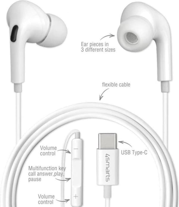 4Smarts Melody Digital Basic -kuuloke USB-C -nappikuulokkeet valkoiset