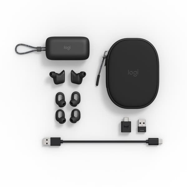 Logitech Zone True Wireless - Todelliset langattomat kuulokkeet mikrofonilla - In-ear - Bluetooth - aktiivinen melunvaimennus - Grafiitti