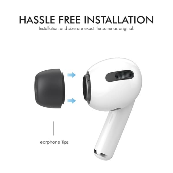 Ahastyle 1 Par AirPods Pro 2 Pluppar i Silikon Svart Large