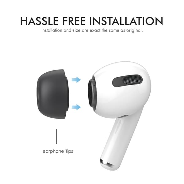 Ahastyle 1 Par AirPods Pro 2 Pluppar i Silikon Svart Small
