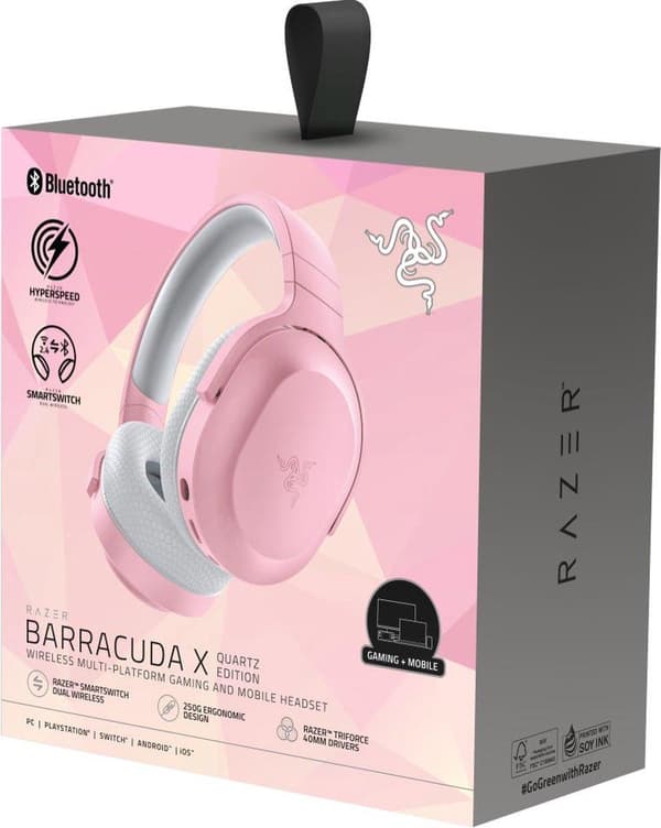 Razer Barracuda X (2022) trådløst gaming-headset - Quartz Pink (PC/PlayStation/Switch/Android)