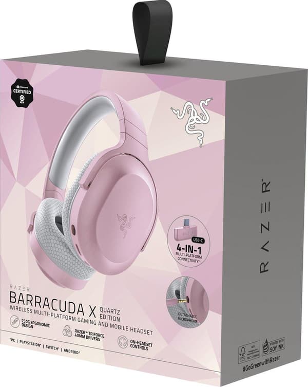 Razer Barracuda X langattomat pelikuulokkeet - kvartsin vaaleanpunainen