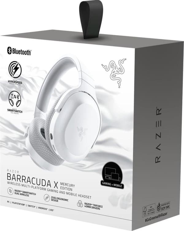 Razer Barracuda X (2022) langattomat pelikuulokkeet – Mercury White (PC/PlayStation/Switch/Android)