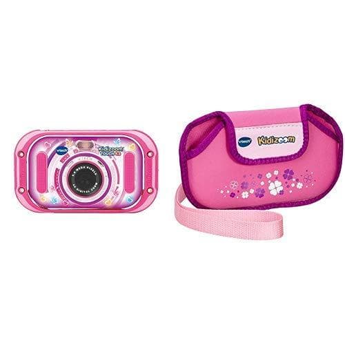Vtech 80-163554 Kidizoom Touch 5.0 Pink børnekamera Digitalkamera til børn Børnedigitalkamera, flerfarvet & 80-211059 - Kidizoom Touch bæretaske, Pink Lyserød