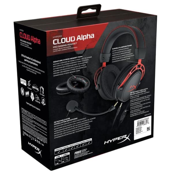 HyperX Cloud Alpha Pro Gaming Headset - PC, PS4, PS5, Xbox One & Xbox Series - musta/punainen