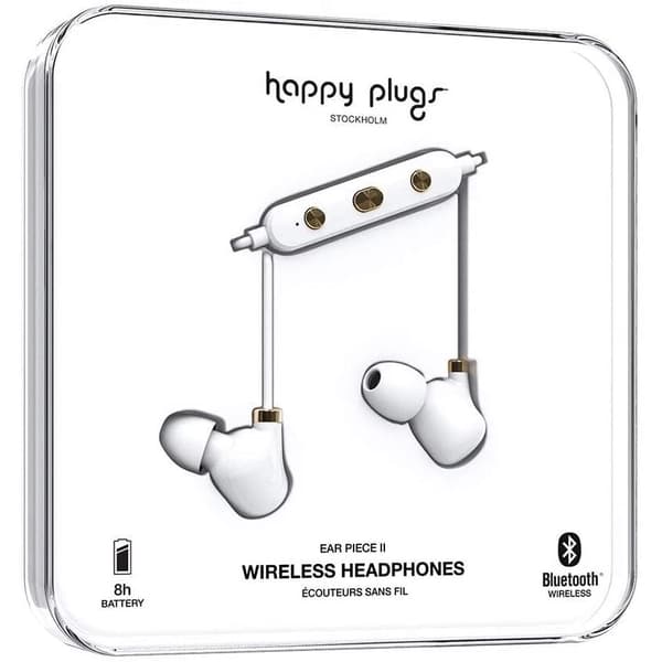 Happy Plugs | Ear Piece II In-Ear hörlurar | Trådlös Bluetooth med inbyggd fjärrkontroll och mikrofon En storlek - Vitt guld