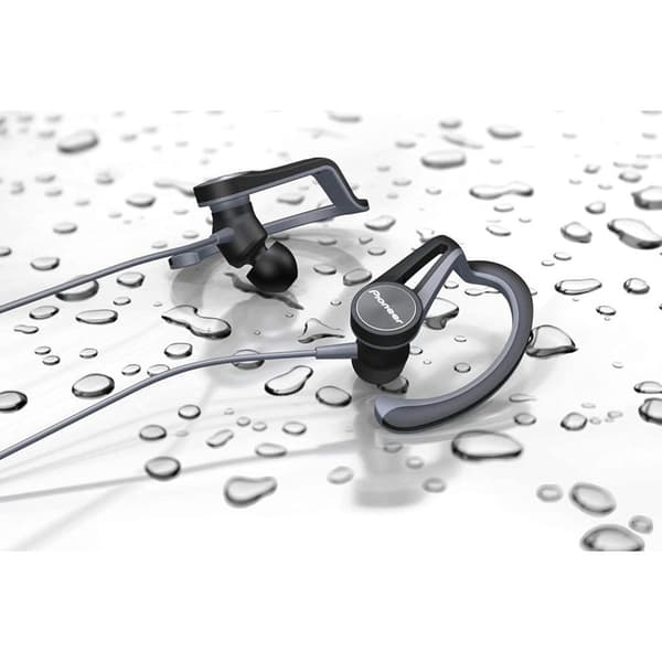 Pioneer SE-E5T(H) In-Ear Sport/Active Header med Clip (kontroll, mikrofon, lätt och bekväm, vattenavvisande (IPX4), 3,5 mm kontaktkontakt, för iPhone,