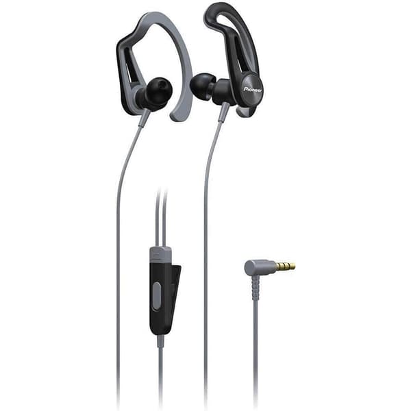 Pioneer SE-E5T(H) In-Ear Sport/Active Header med Clip (kontroll, mikrofon, lätt och bekväm, vattenavvisande (IPX4), 3,5 mm kontaktkontakt, för iPhone,