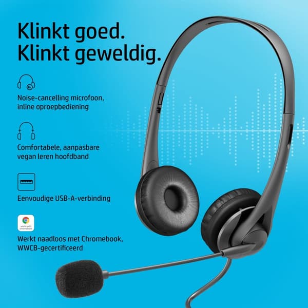 HP Wired USB-A stereoheadset G2 Euro Black